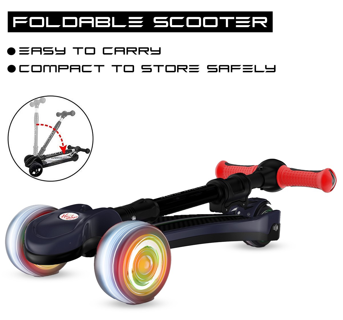 Zoozi 3-Wheel Twist Scooter for Outdoor Play - Black, 3Y+
